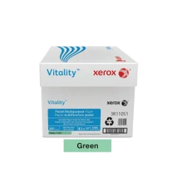 Xerox Vitality Pastel Color Multi-Use Printer & Copy Paper, 10 Reams, Green, Letter Size, 5000 Sheets Per Case, 20 Lb, 30% Recycled - 3R11051-CT