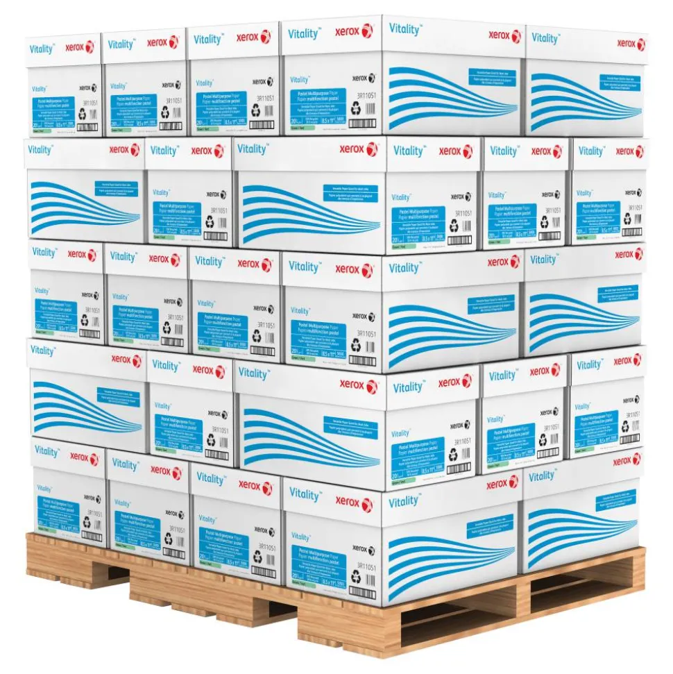 Xerox Vitality Pastel Color Multi-Use Printer & Copy Paper, 400 Reams, Green, Letter (8.5" x 11"), 200000 Sheets Per Pallet, 20 Lb