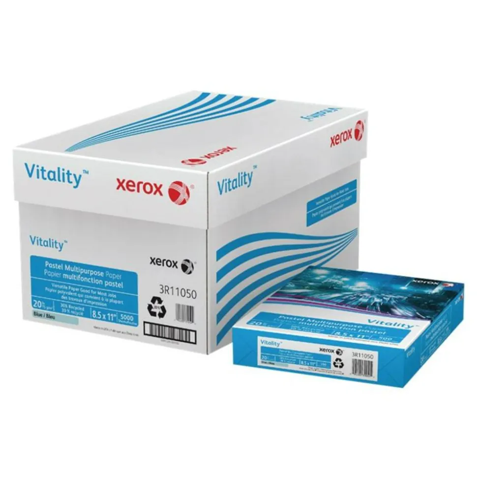 Xerox Vitality Pastel Color Multi-Use Printer & Copy Paper, 400 Reams, Blue, Letter (8.5" x 11"), 200000 Sheets Per Pallet, 20 Lb