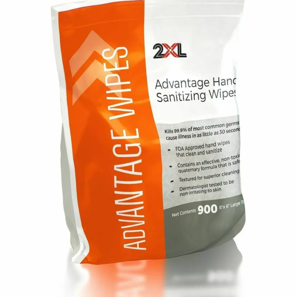 2XL GymWipes Advantage All Surface One-Step Cleaner Refills, 8" x 9", 900 Wipes Per Roll, Carton Of 4