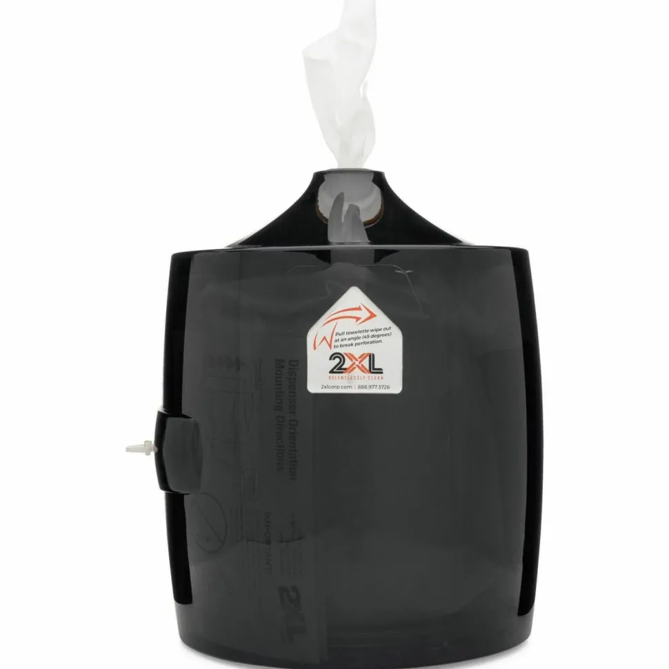 2XL GymWipes Touchless Dispenser - 1x Roll - 11" x 13.5"x 11" Depth - Plastic - Smoke Gray - Touch-free, Hinged, Contemporary Style, Durable - 1 Each