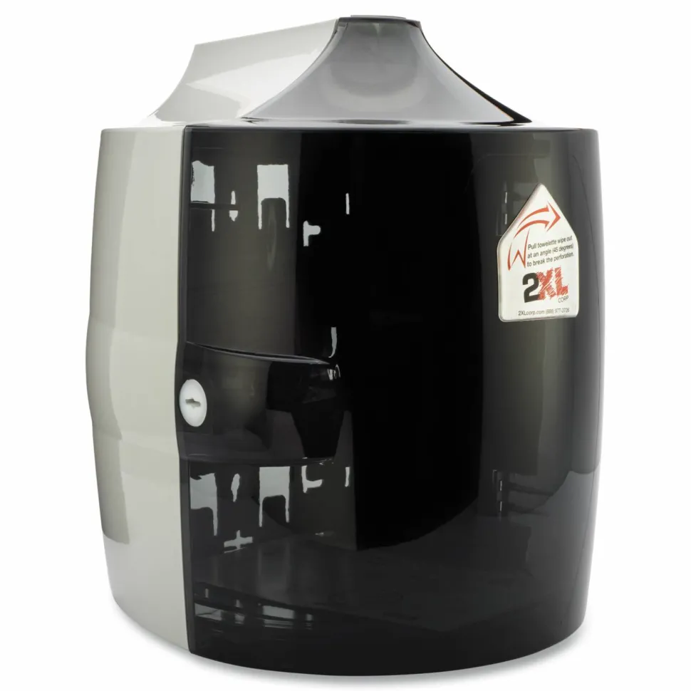 2XL GymWipes Touchless Dispenser - 1x Roll - 11" x 13.5"x 11" Depth - Plastic - Smoke Gray - Touch-free, Hinged, Contemporary Style, Durable - 1 Each