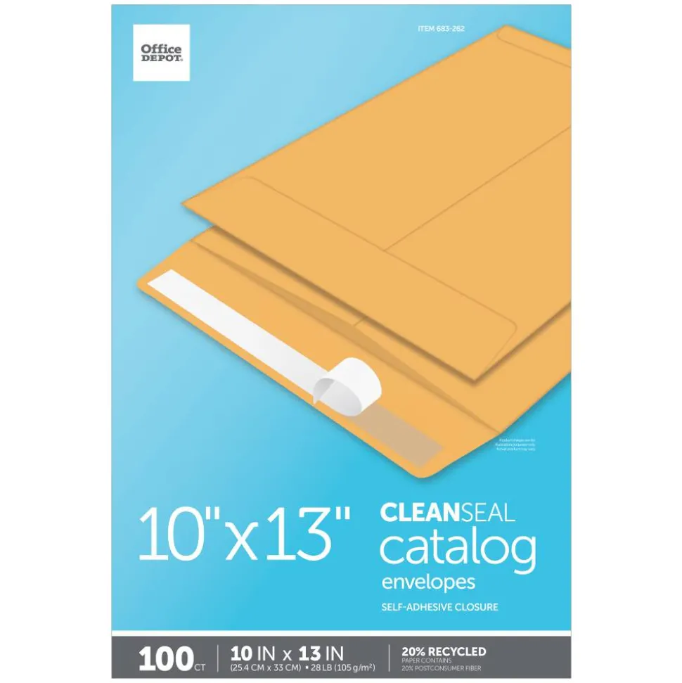 10" x 13" Manila Catalog Envelopes, Clean Seal, Brown Kraft, Box Of 100