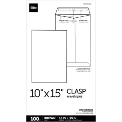 10" x 15" Manila Envelopes, Clasp Closure, Brown Kraft, Box Of 100