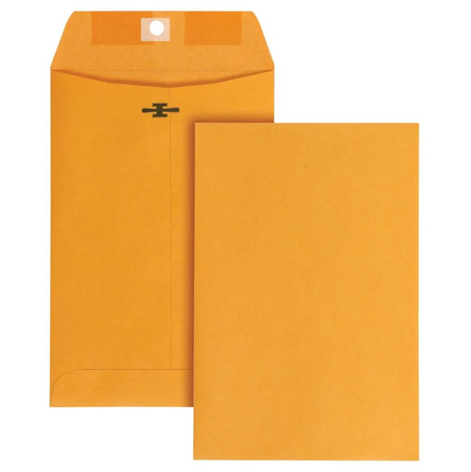 6" x 9" Manila Envelopes, Clasp Closure, Brown Kraft, Box Of 100