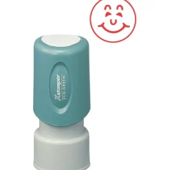 Xstamper One-Color Specialty Stamp, Round, "Happy Face", Red