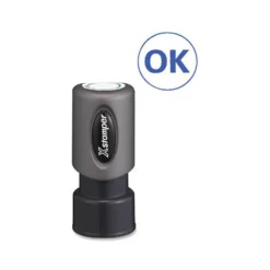 Xstamper Pre-Inked OK Stamp - Message Stamp - OK - 0.63" Impression Diameter - Blue - Recycled - 1 Each