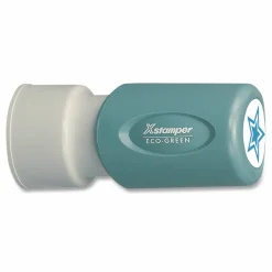 Xstamper Pre-Inked Star Shape Stamp, 65% Recycled, 100000 Impressions, Light Blue