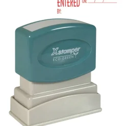 Xstamper ENTERED Title Stamp, 62% Recycled, 100000 Impressions, Red