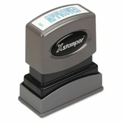 Xstamper One-Color Title Stamp, Pre-Inked, "Approved", Blue