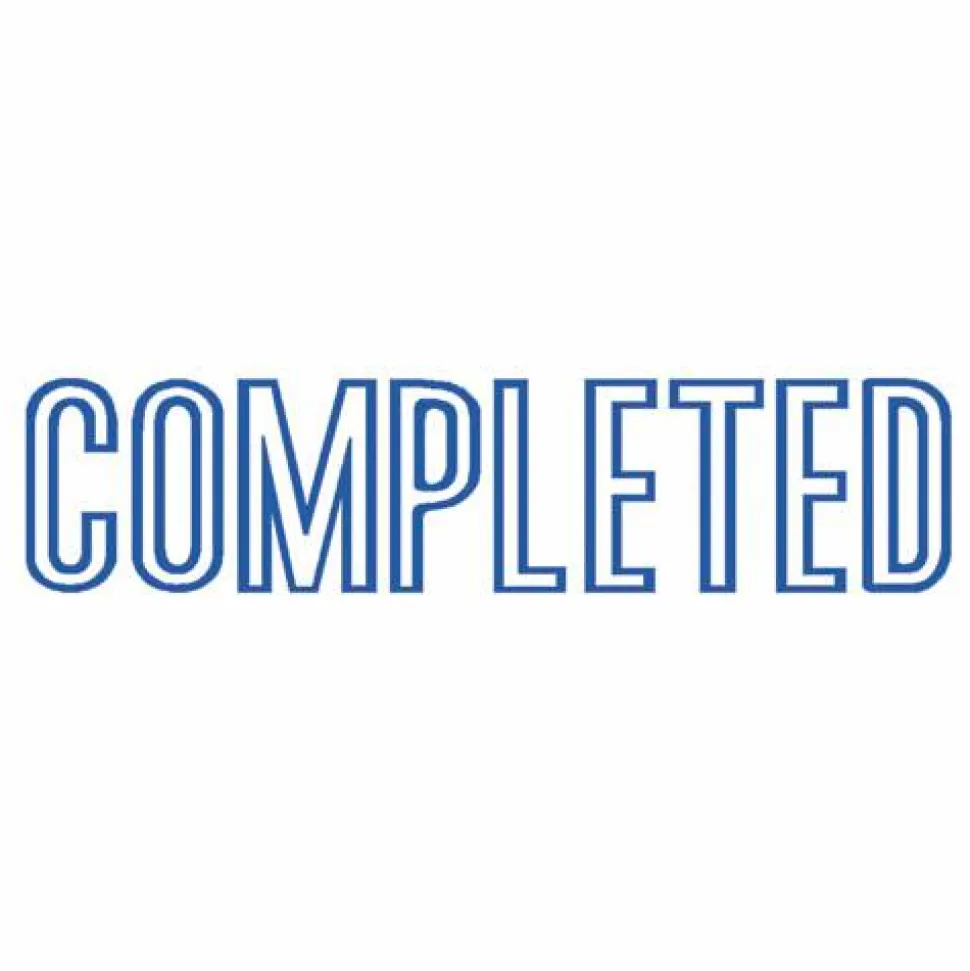 Xstamper One-Color Title Stamp, Pre-Inked, "Completed", Blue