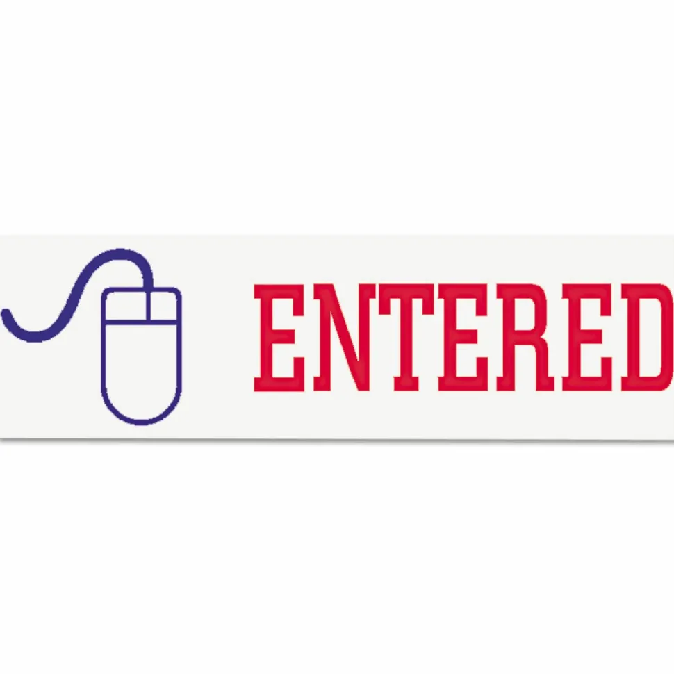 Xstamper Pre-Inked, Re-Inkable Two-Color Title Stamp, "Entered"