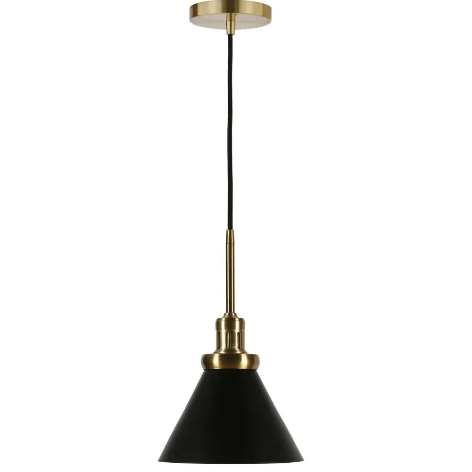Zeno 8.5" Wide Pendant with Metal Shade in Blackened Bronze/Blackened Bronze