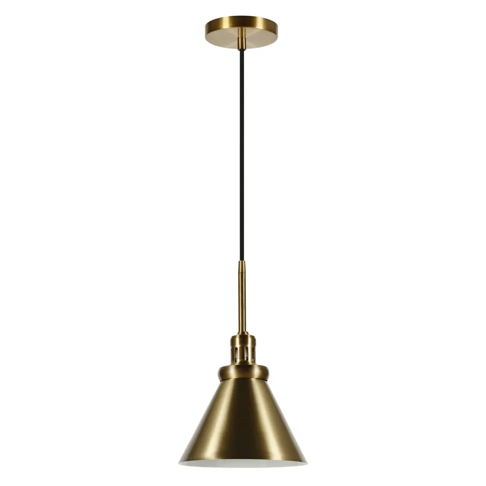 Zeno 8.5" Wide Pendant with Metal Shade in Brass/Brass
