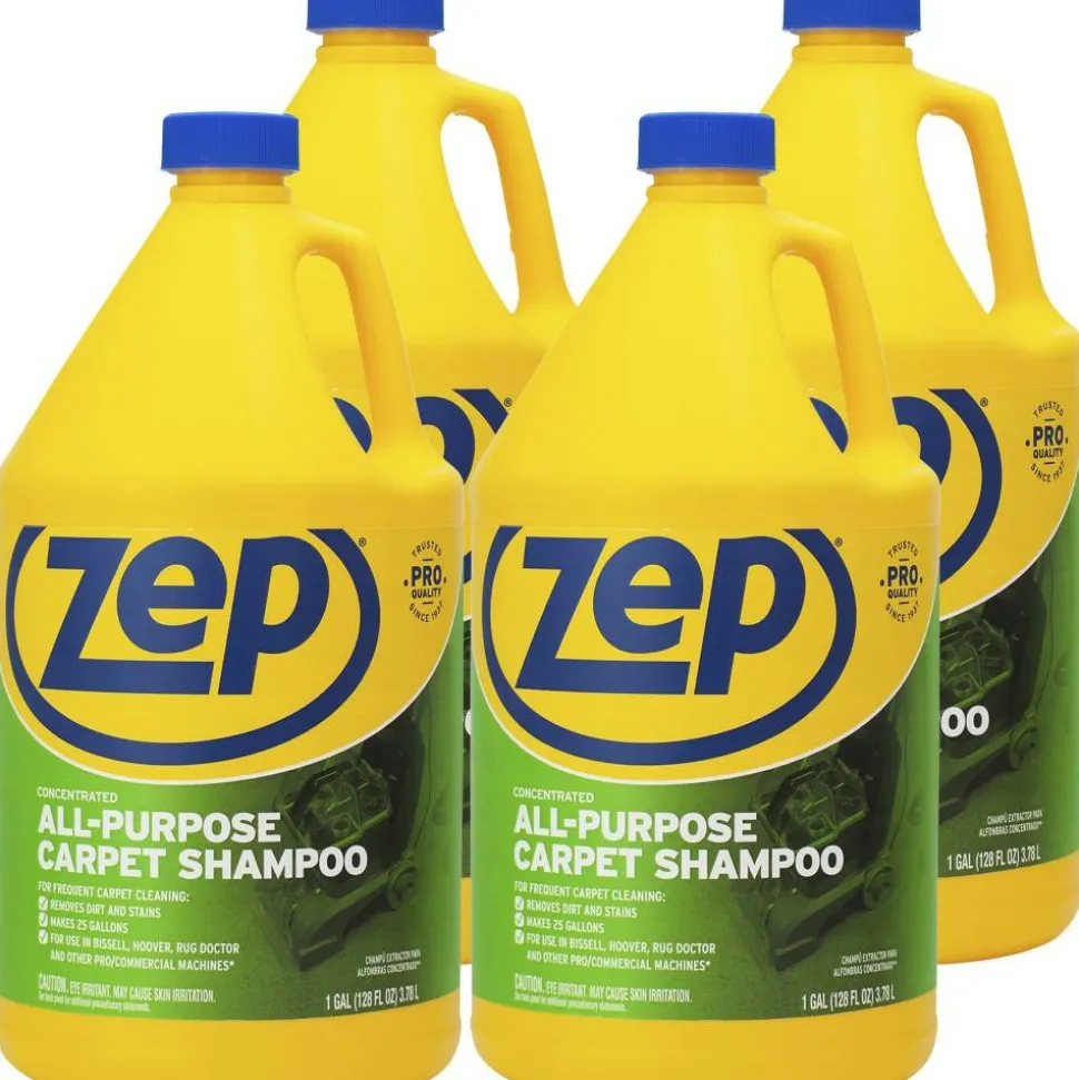 Zep All-Purpose Carpet Shampoo - Concentrate - 128 fl oz (4 quart) - Heavy Duty - Blue - 4 / Carton