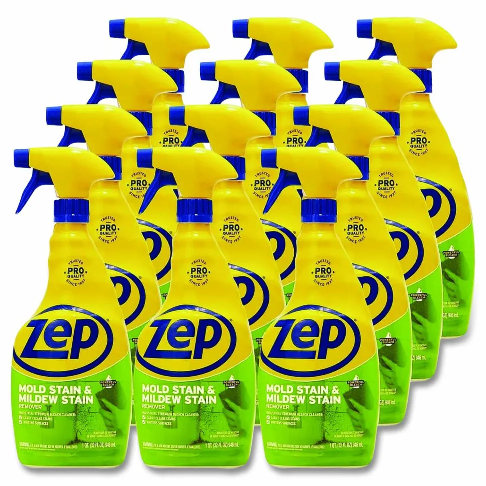 Zep Commercial Mold Stain and Mildew Stain Remover, 32 oz Spray Bottle, 12/Carton