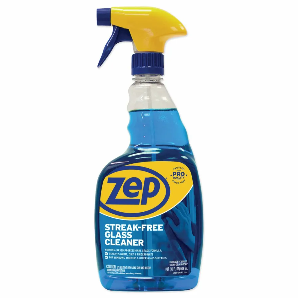 Zep Commercial Streak-Free Glass Cleaner Spray, 32 Oz Bottle, Case Of 12