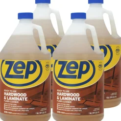 Zep Hardwood & Laminate Floor Cleaner - 128 fl oz (4 quart) - Fresh Scent - Non-sticky - Brown Bottle - 4 / Carton