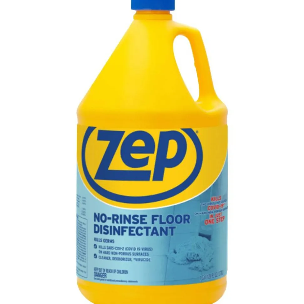 Zep No-Rinse Floor Disinfectant - 128 fl oz (4 quart) - Disinfectant, Deodorize - Blue - 4 / Carton