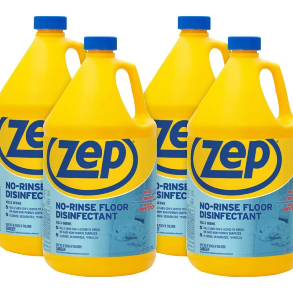 Zep No-Rinse Floor Disinfectant - 128 fl oz (4 quart) - Disinfectant, Deodorize - Blue - 4 / Carton