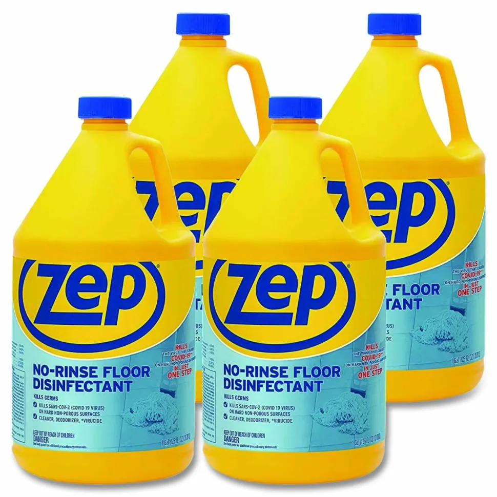 Zep No-Rinse Floor Disinfectant - 128 fl oz (4 quart) - Disinfectant, Deodorize - Blue - 4 / Carton