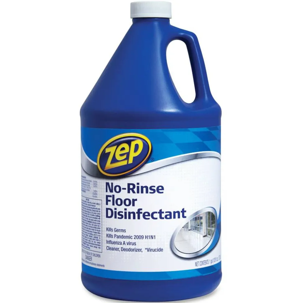 Zep No-Rinse Floor Disinfectant - 128 fl oz (4 quart) - Disinfectant, Deodorize - Blue - 4 / Carton