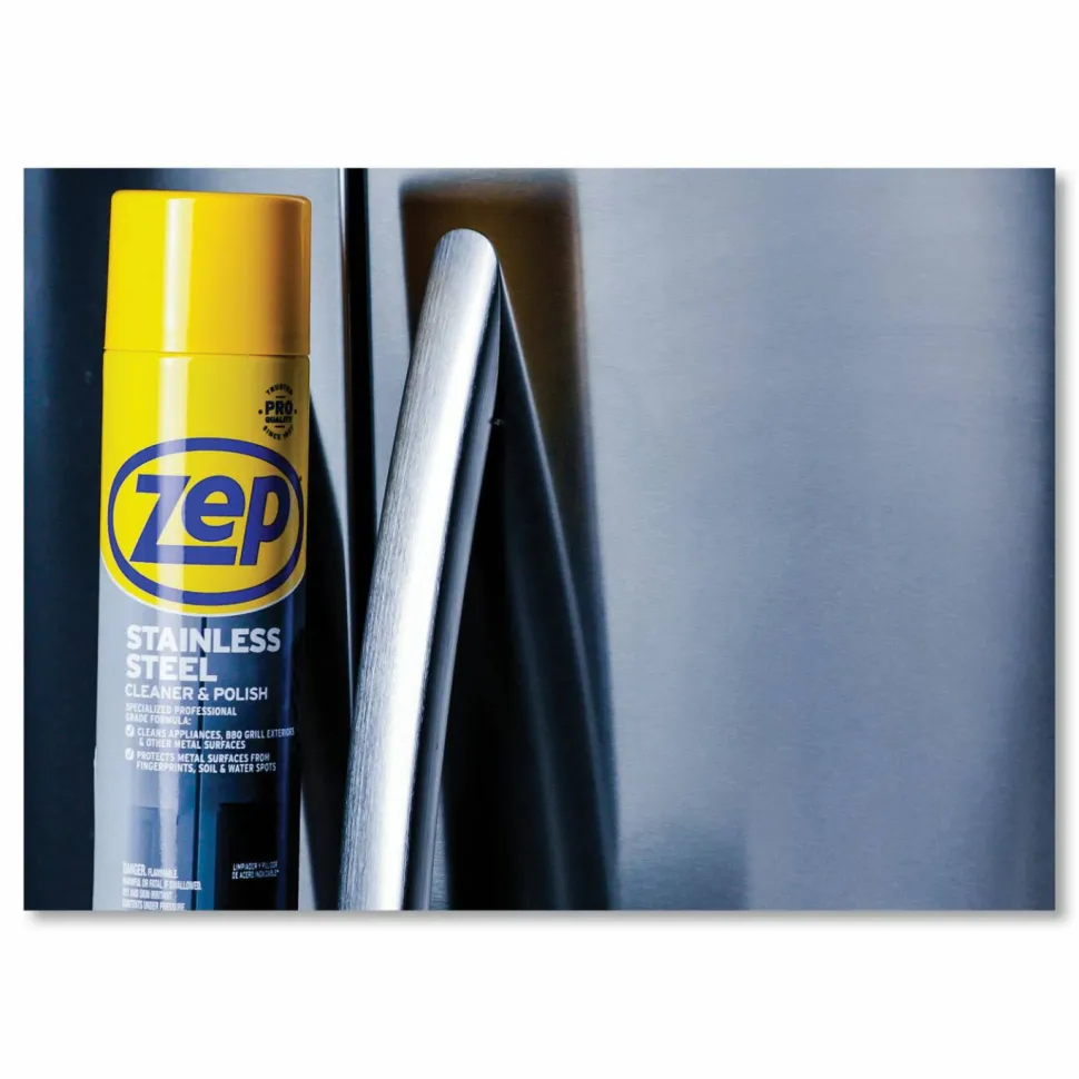 Zep Stainless Steel Polish - 14 fl oz (0.4 quart) - Rust Resistant, Corrosion Resistant, Fade Resistant - Chrome, Black - 12 / Carton