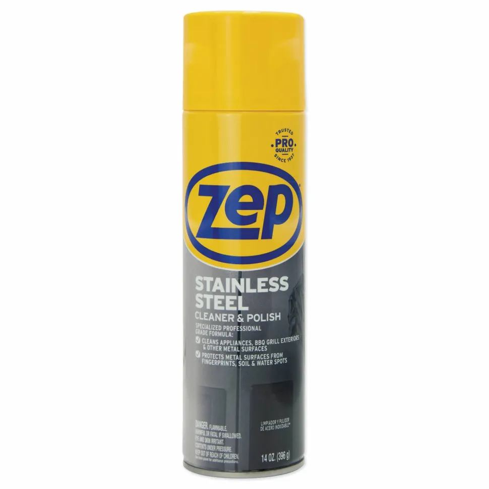 Zep Stainless Steel Polish - 14 fl oz (0.4 quart) - Rust Resistant, Corrosion Resistant, Fade Resistant - Chrome, Black - 12 / Carton