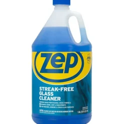 Zep Streak-Free Liquid Glass Cleaner, 128 Oz Bottle, Blue, Box Of 4