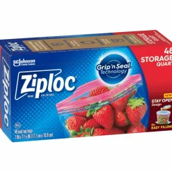 Ziploc Brand Seal Top Quart Storage Bags, 48 Bags