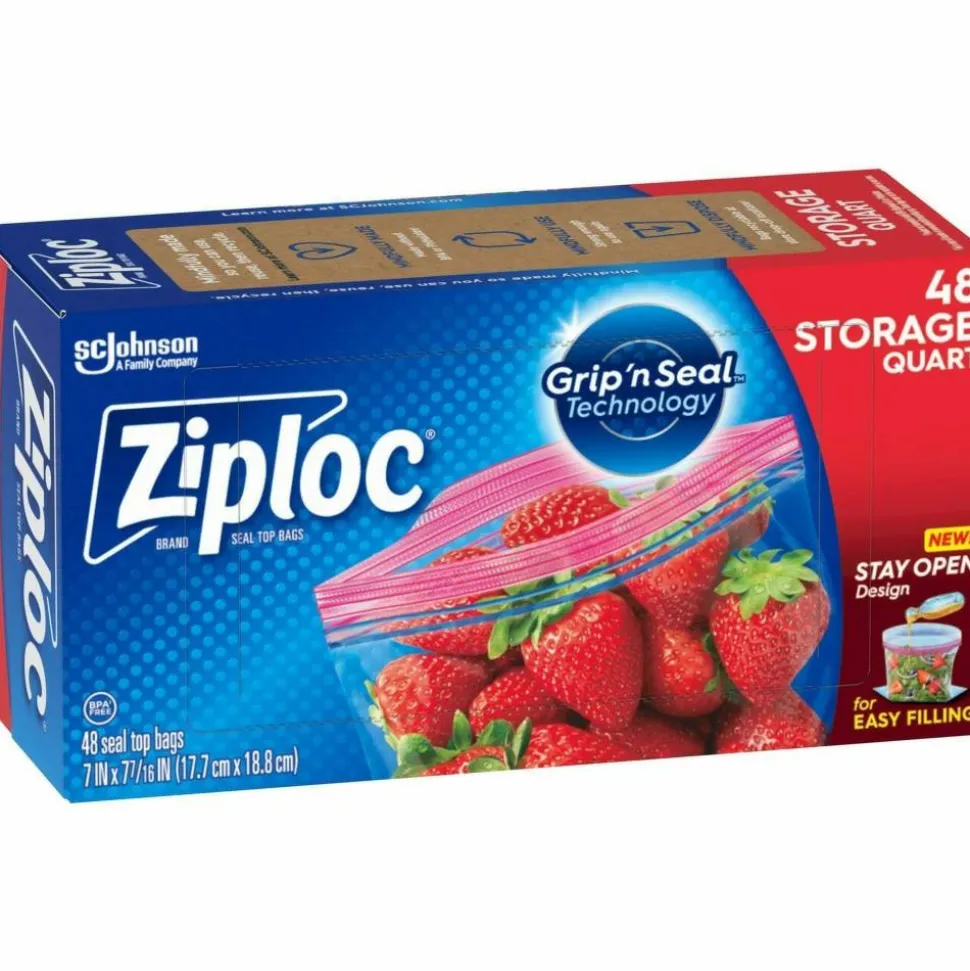 Ziploc Brand Seal Top Quart Storage Bags, 48 Bags