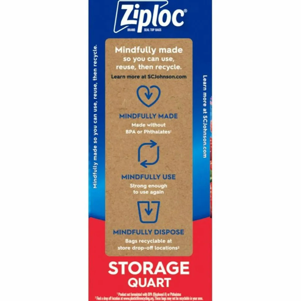 Ziploc Brand Seal Top Quart Storage Bags, 48 Bags
