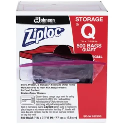 Ziploc Double Zipper Storage Bags, Quart, 7