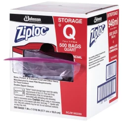 Ziploc Double Zipper Storage Bags, Quart, 7