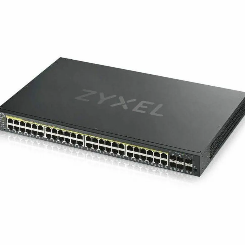 ZYXEL GS1920-48HPv2 48-Port Gigabit Smart Nebula Cloud Managed PoE Switch | 48 PoE+ Ports at 375W with 2 SFP Uplinks | TAA Compliant