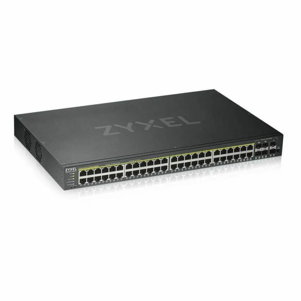 ZYXEL GS1920-48HPv2 48-Port Gigabit Smart Nebula Cloud Managed PoE Switch | 48 PoE+ Ports at 375W with 2 SFP Uplinks | TAA Compliant