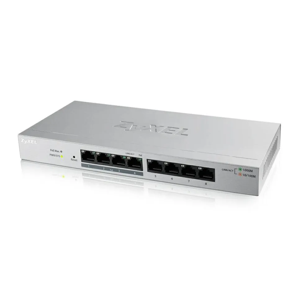 Zyxel 8-Port Gigabit Ethernet Web Managed POE+ Switch | 4 x PoE+ @ 60W | VLAN Support | Metal Case | Desktop or Wall-Mount | Fanless |Lifetime Warranty | QoS